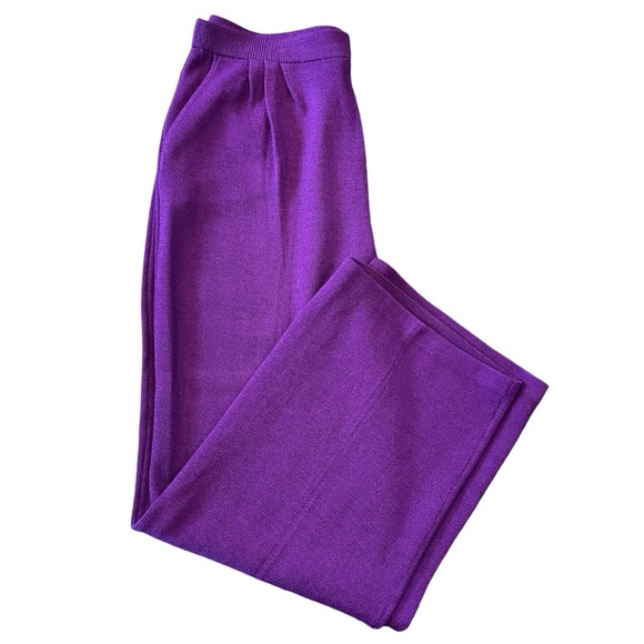 St. John Pants - St John Collection Marie Gray Santana Knit Purple Pull On Pants Size 12